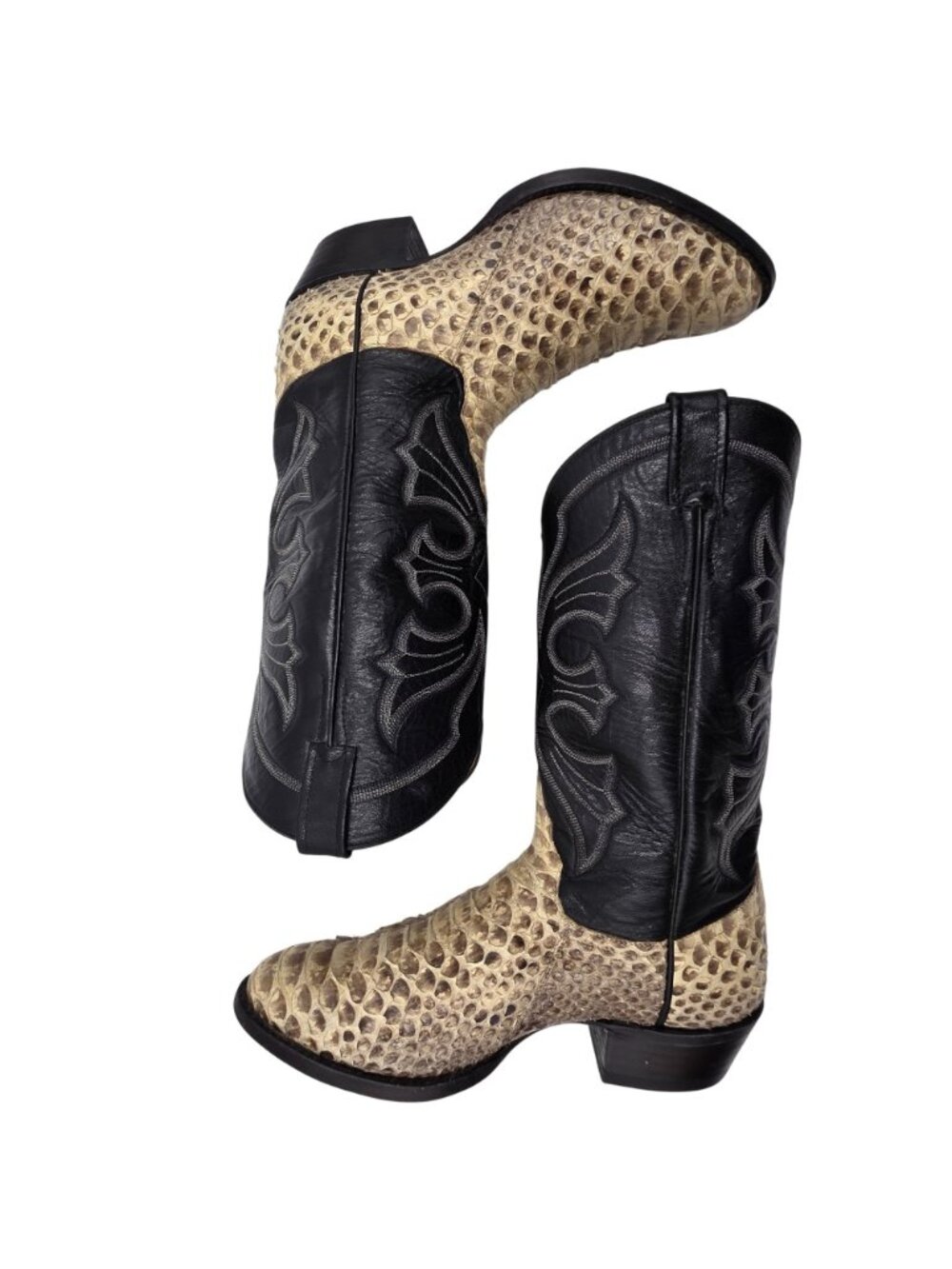 MINT - Vintage Python Mens 11D Natural Snakeskin Cowboy Boots Remington Exotic - Picture 10 of 16